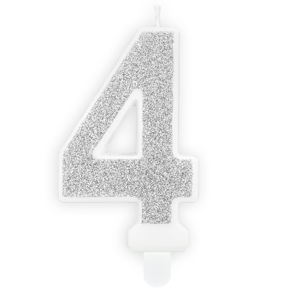 PartyDeco Birthday Candle Number 4 - Silver