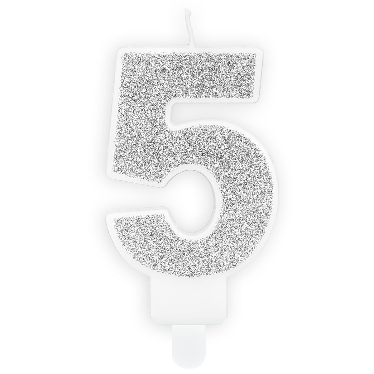 PartyDeco Birthday Candle Number 5 - Silver