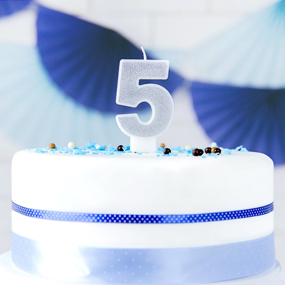 PartyDeco Birthday Candle Number 5 - Silver