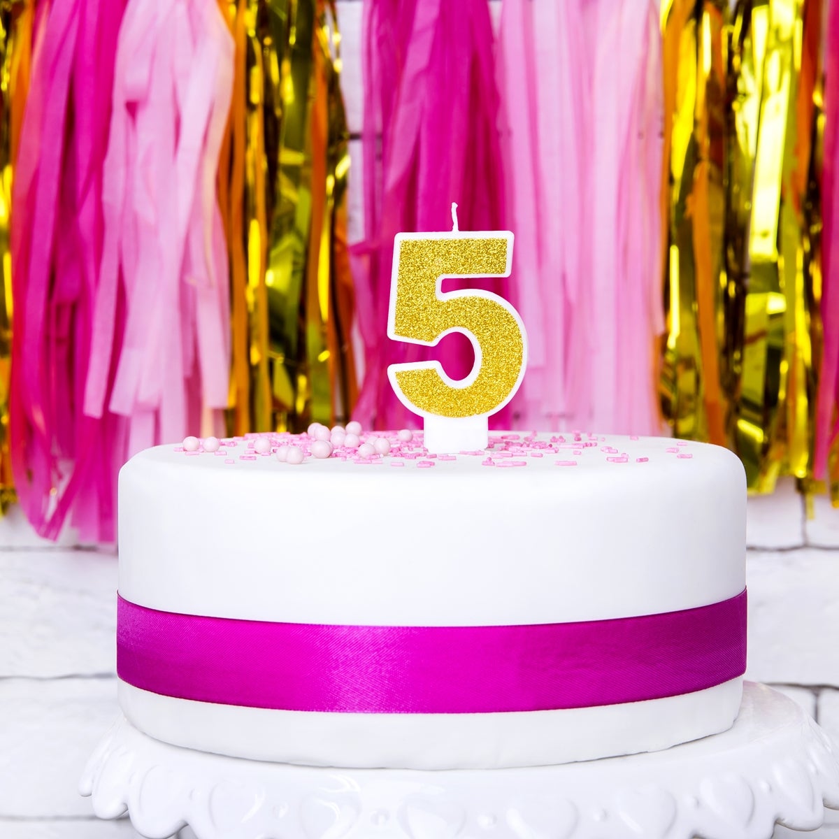 PartyDeco Birthday Candle Number 5 - Gold