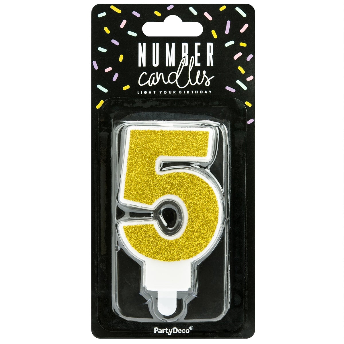 PartyDeco Birthday Candle Number 5 - Gold