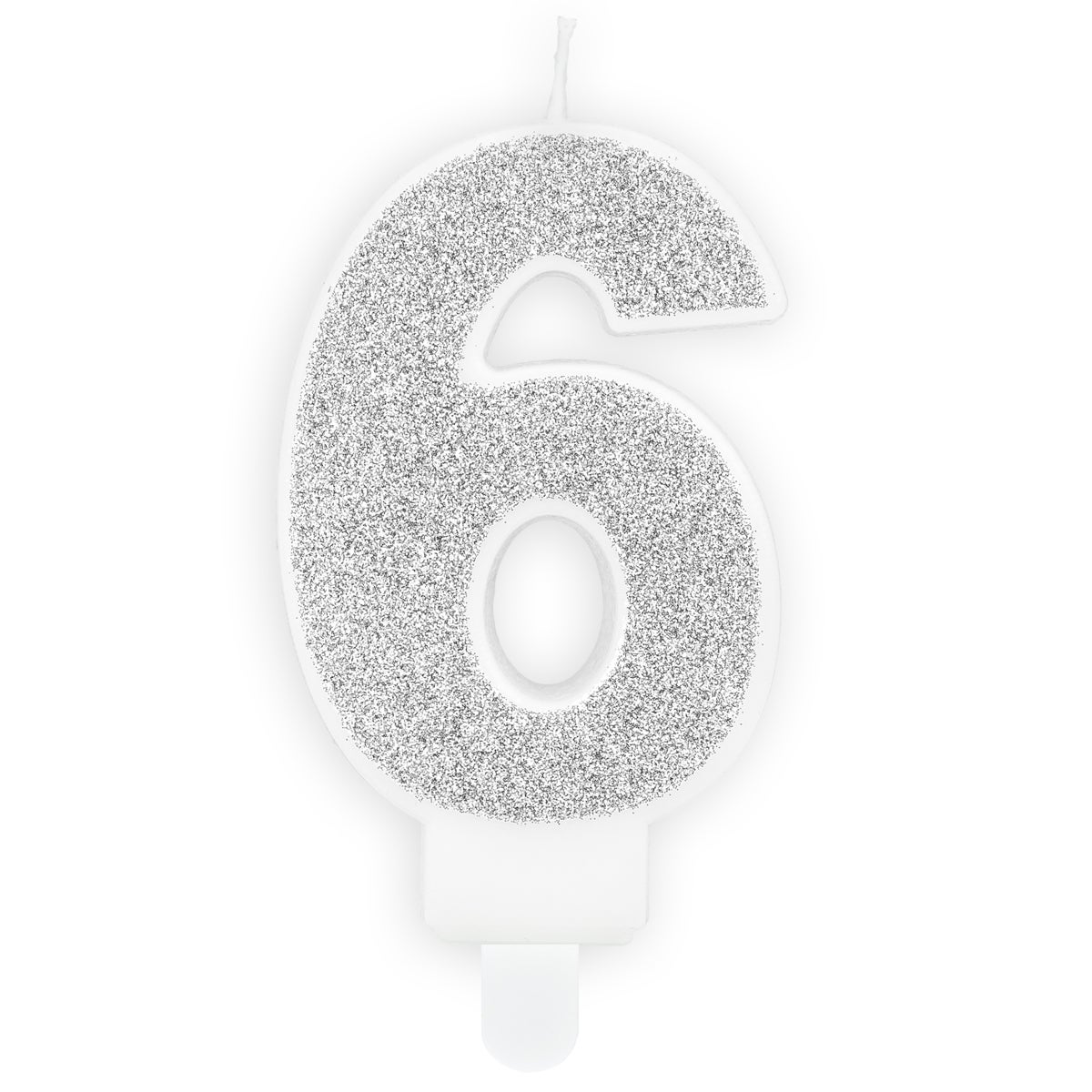 PartyDeco Birthday Candle Number 6 - Silver