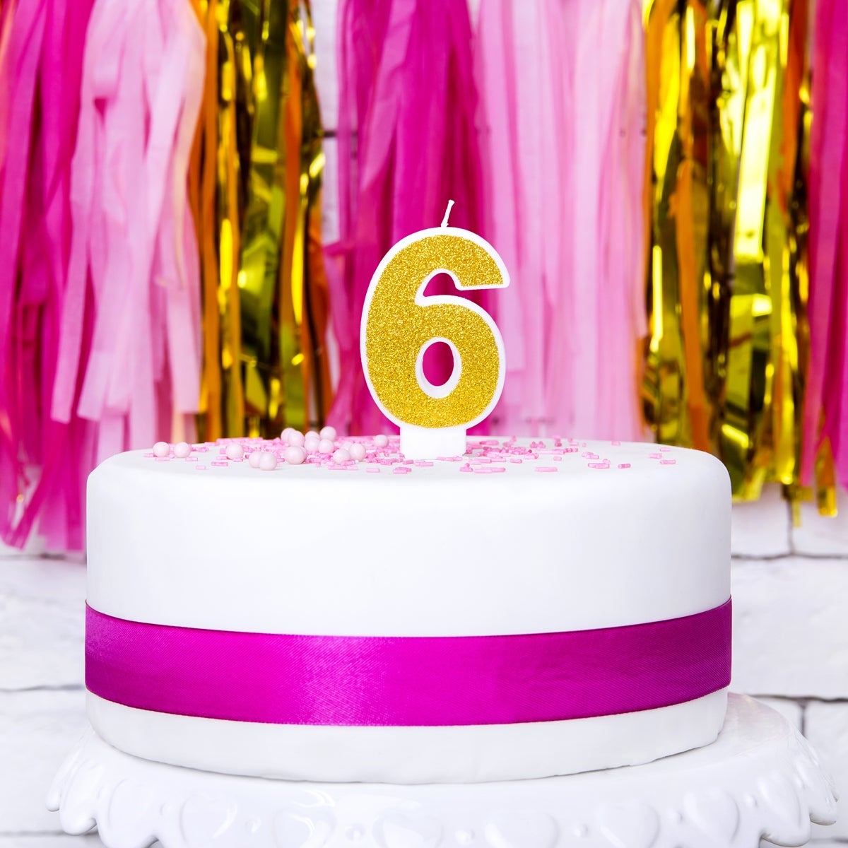 PartyDeco Birthday Candle Number 6 - Gold