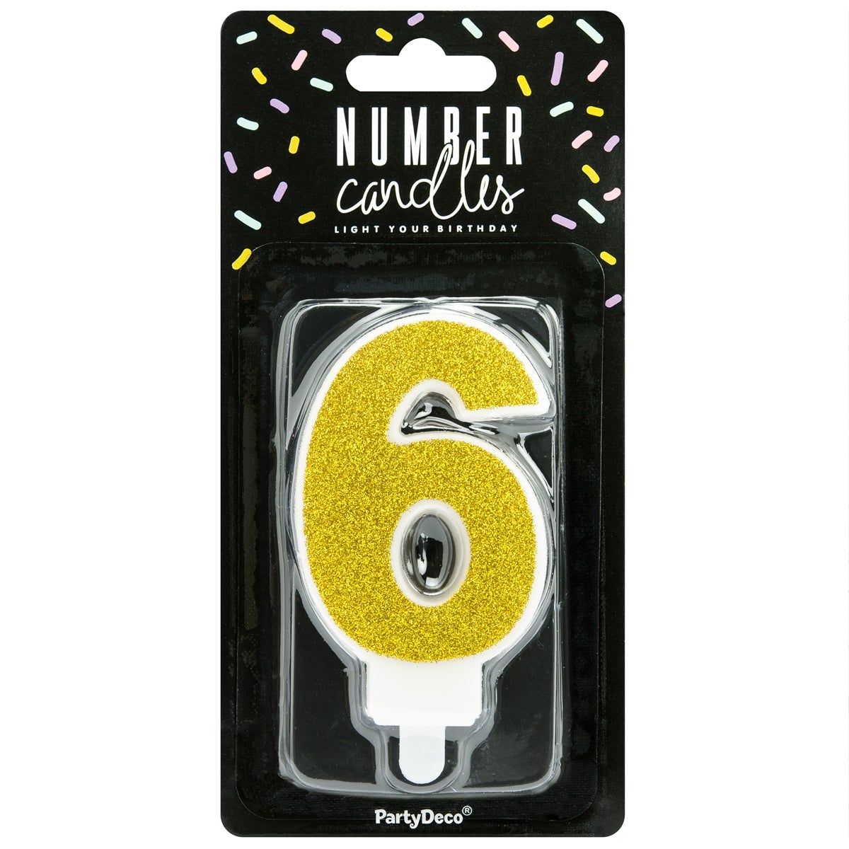 PartyDeco Birthday Candle Number 6 - Gold