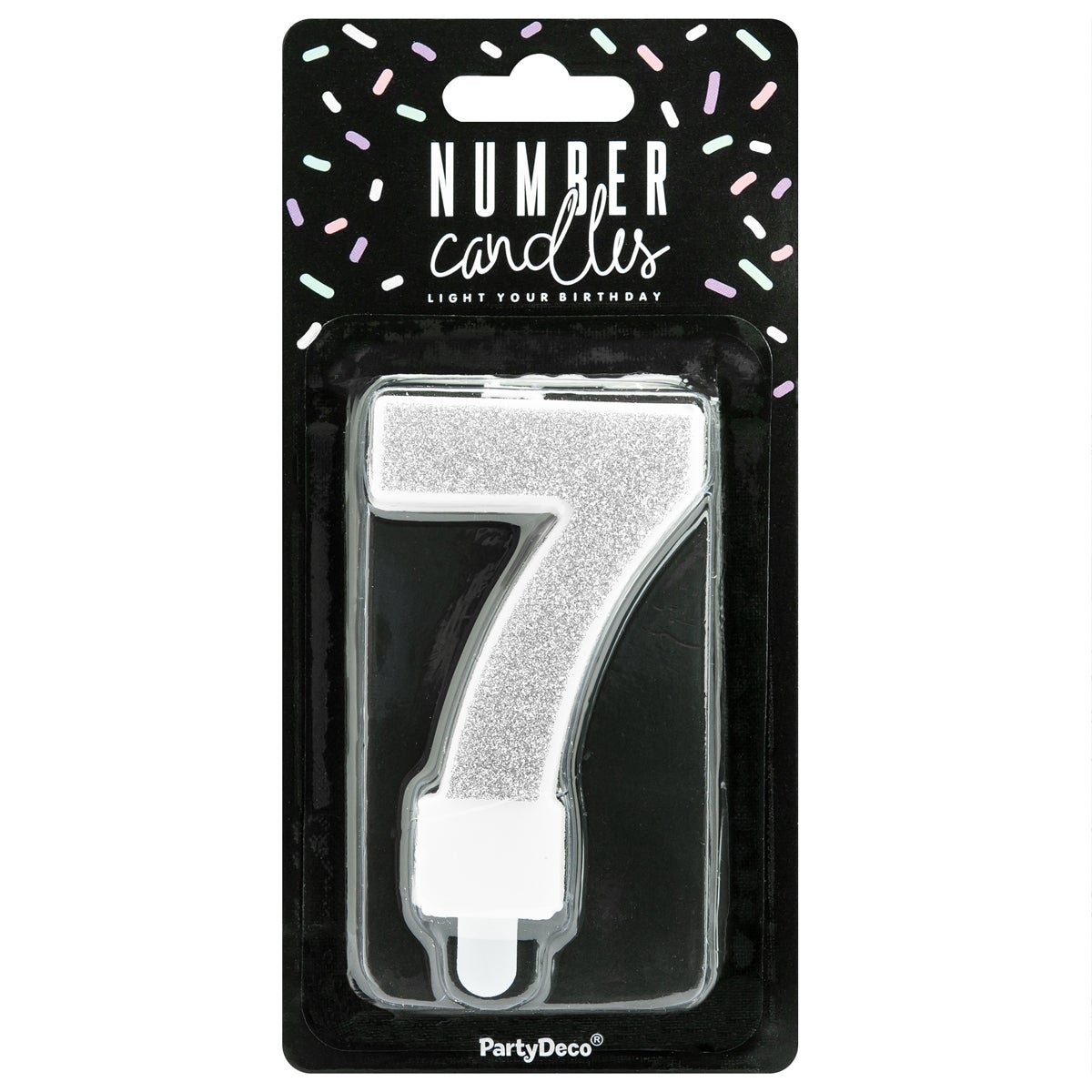 PartyDeco Birthday Candle Number 7 - Silver