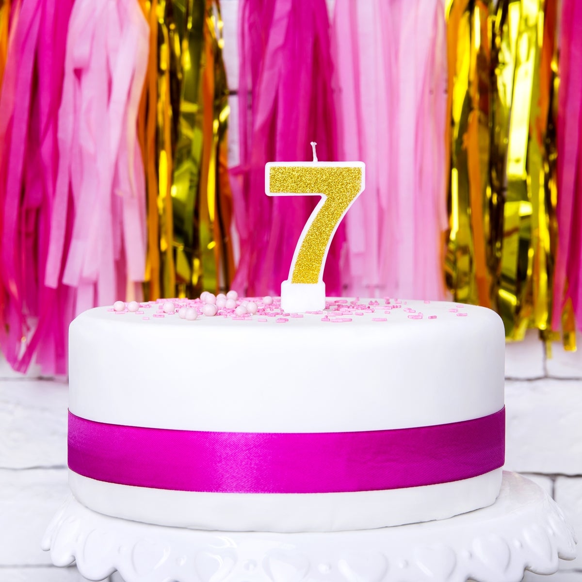 PartyDeco Birthday Candle Number 7 - Gold