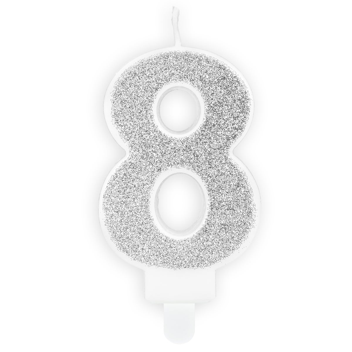PartyDeco Birthday Candle Number 8 - Silver