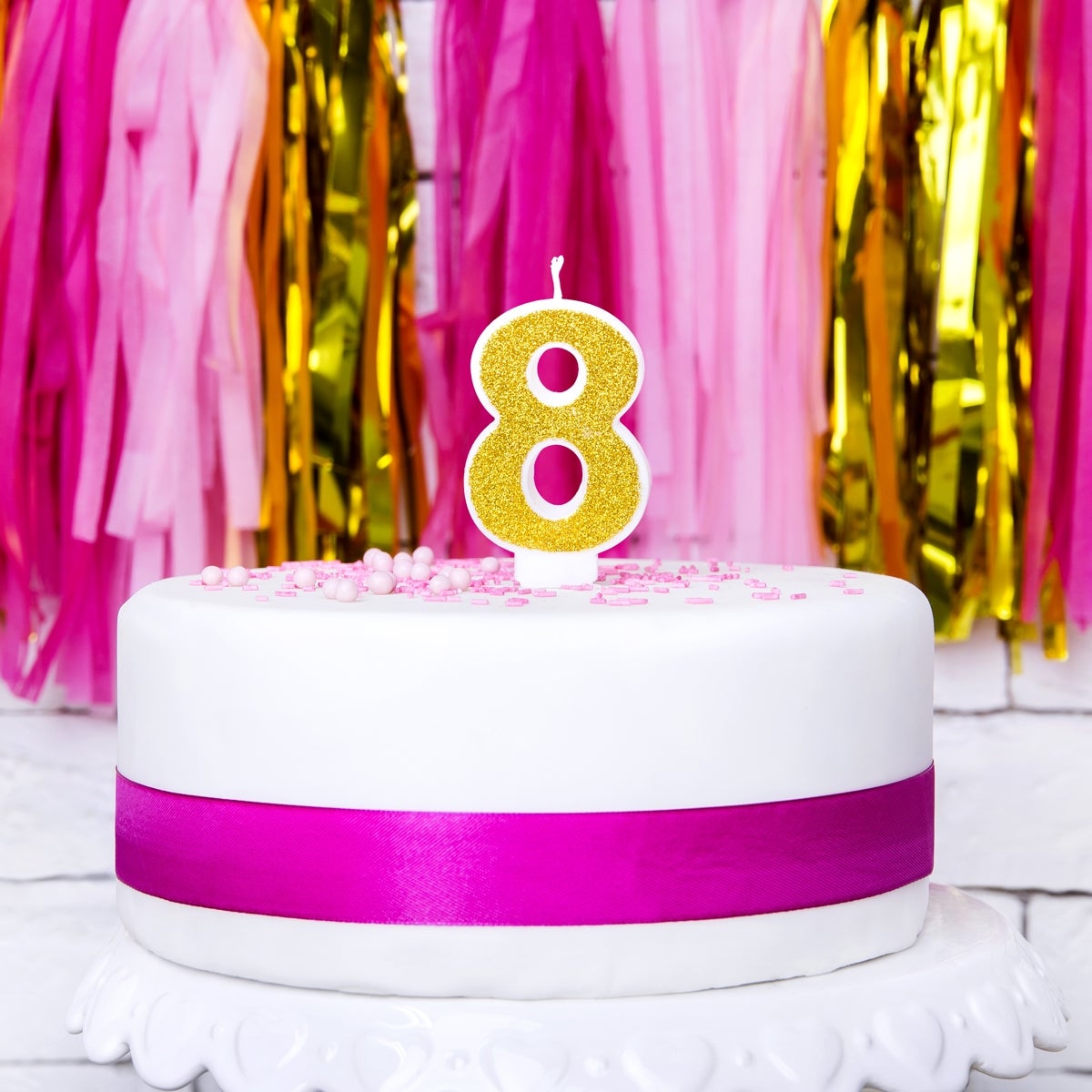 PartyDeco Birthday Candle Number 8 - Gold