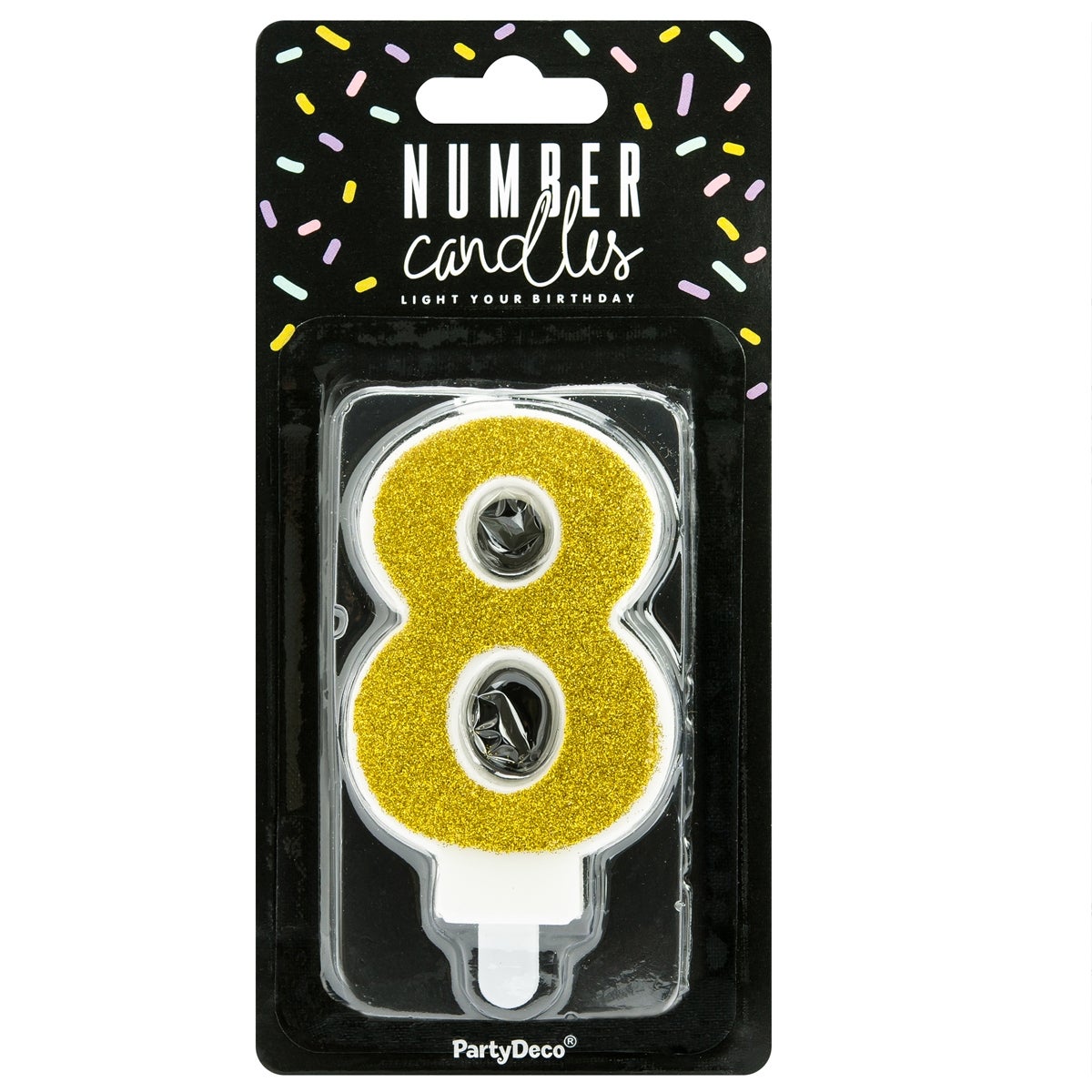 PartyDeco Birthday Candle Number 8 - Gold