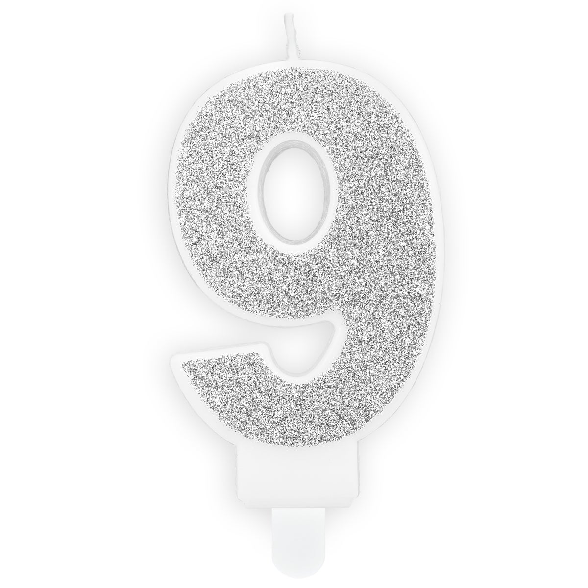PartyDeco Birthday Candle Number 9 - Silver