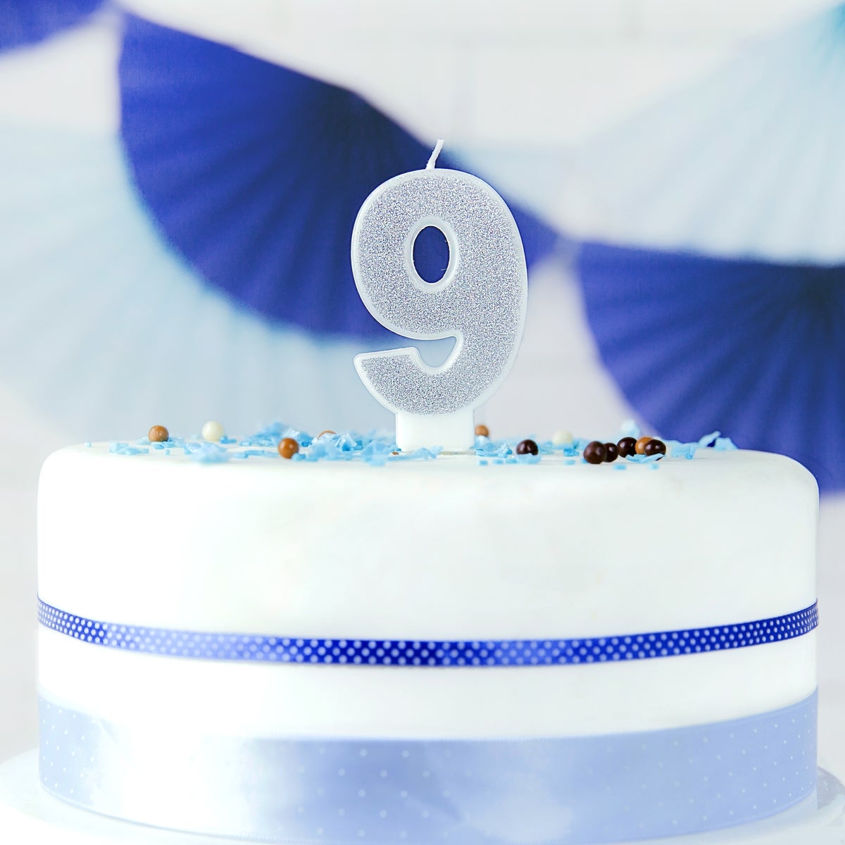 PartyDeco Birthday Candle Number 9 - Silver