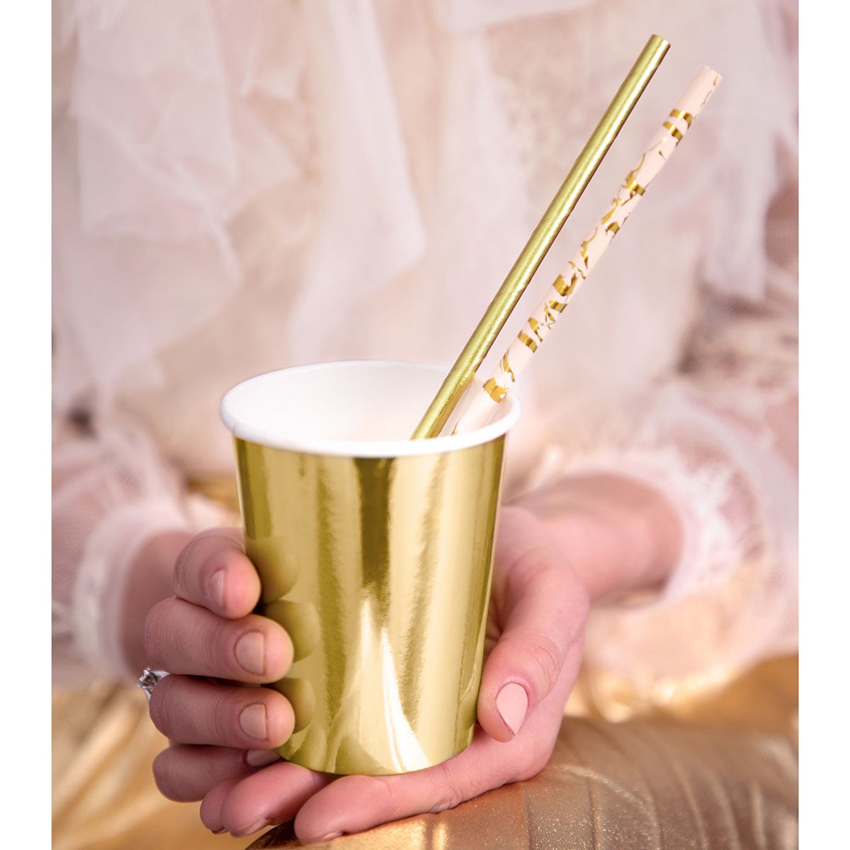 PartyDeco Paper Straws Powder Pink pk/10