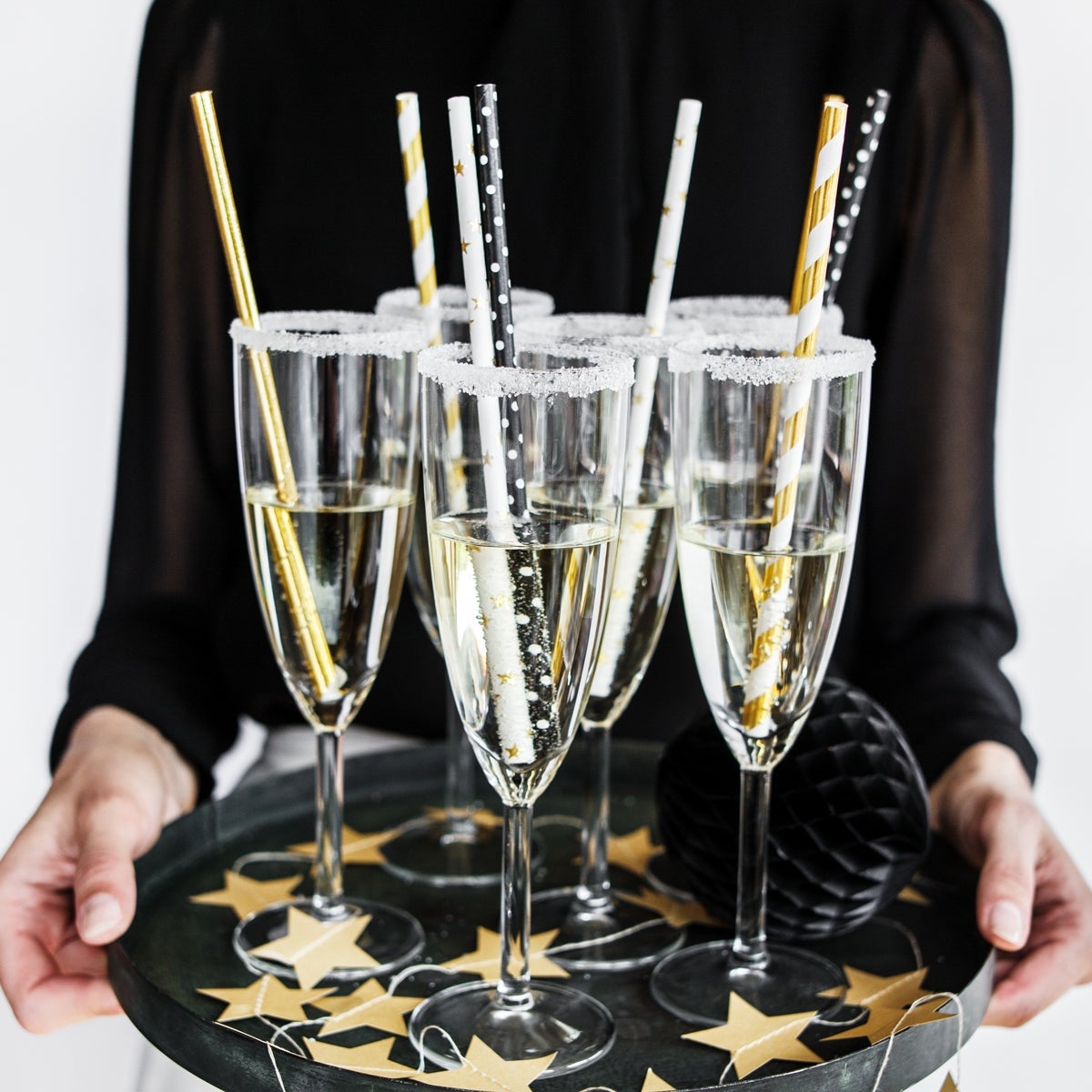 PartyDeco Paper Straws Black pk/10