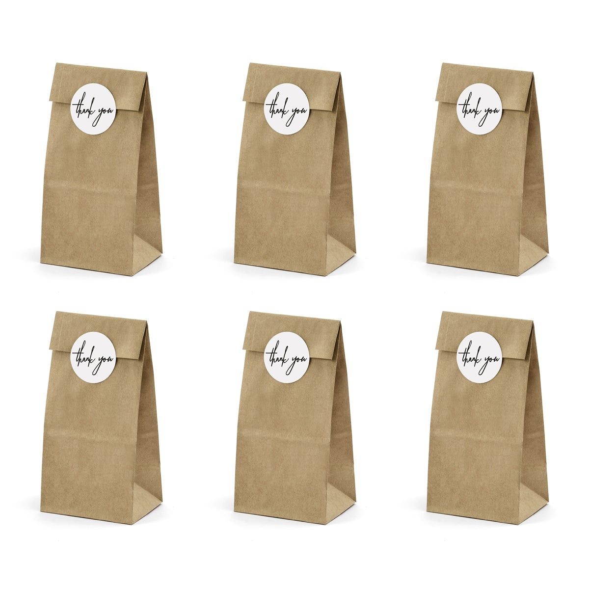 PartyDeco Treat bags Kraft pk/6