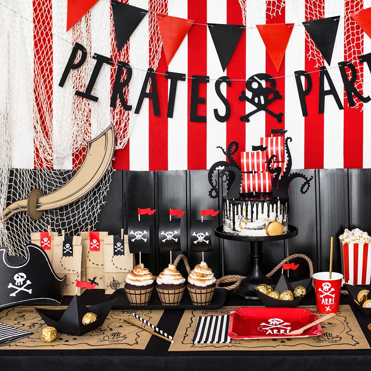 PartyDeco Treat bags Pirates Party pk/6