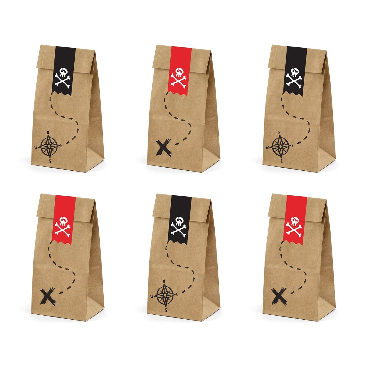 PartyDeco Treat bags Pirates Party pk/6