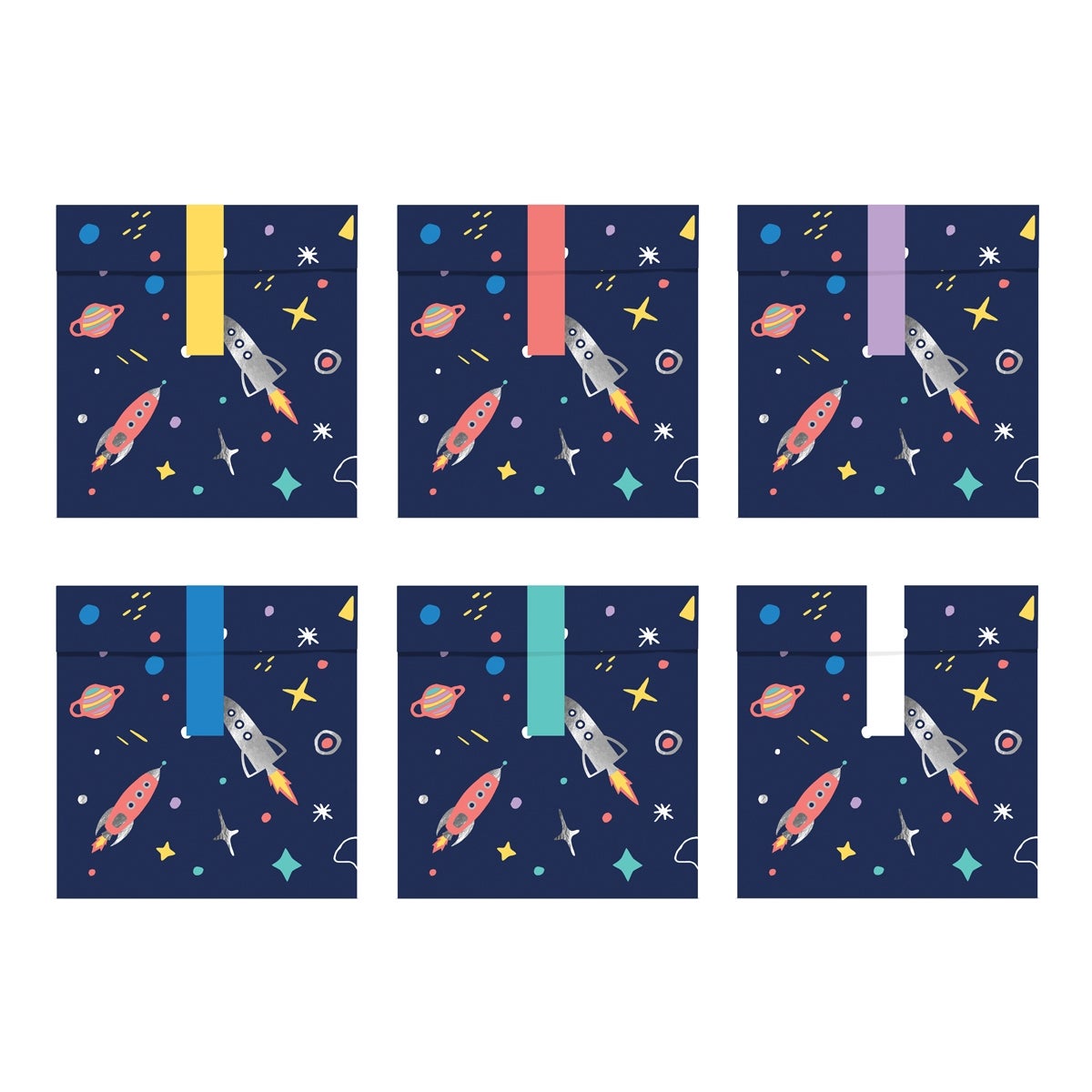 PartyDeco Treat bags Space pk/6
