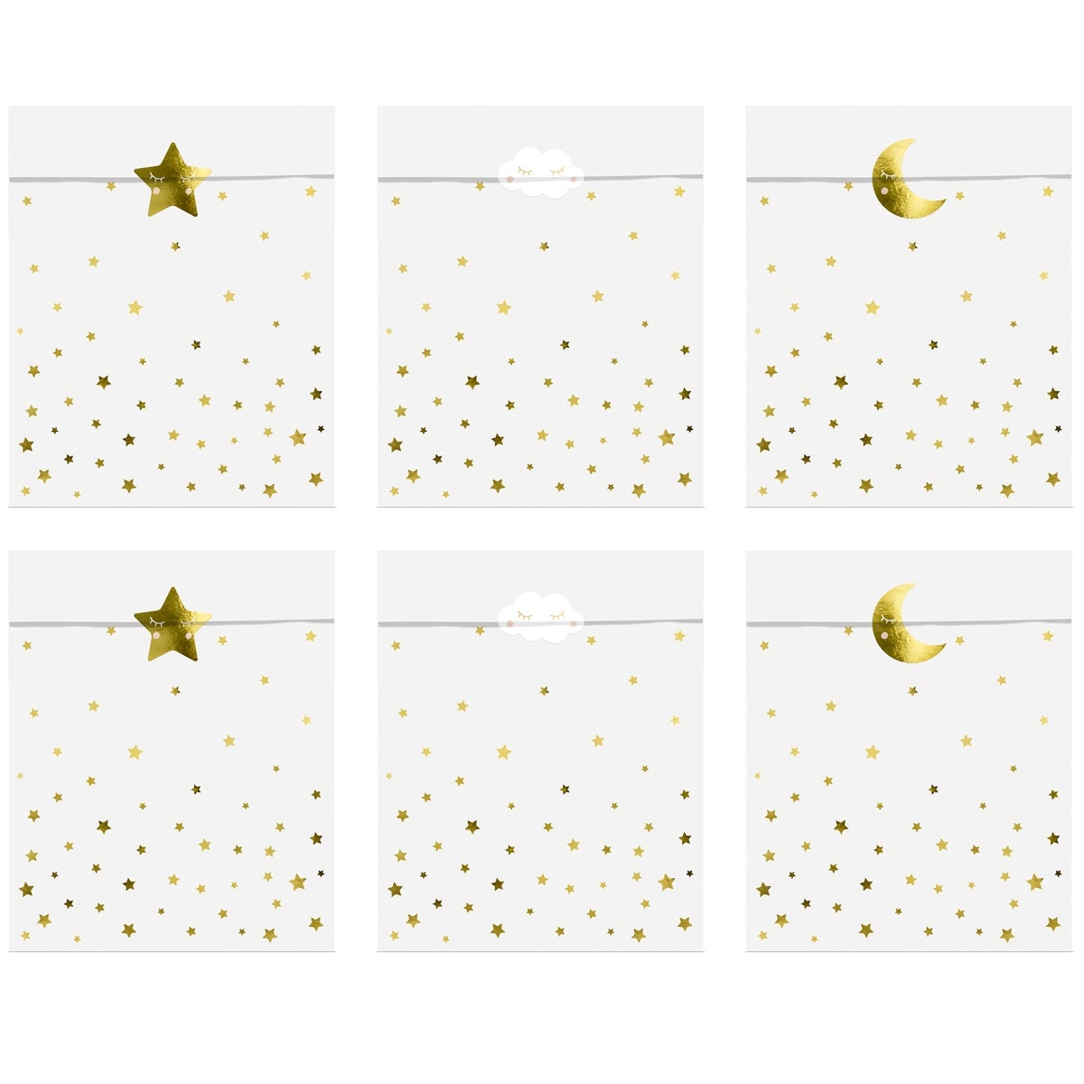 PartyDeco Treat Bags - Little Star 13x14cm pk/6