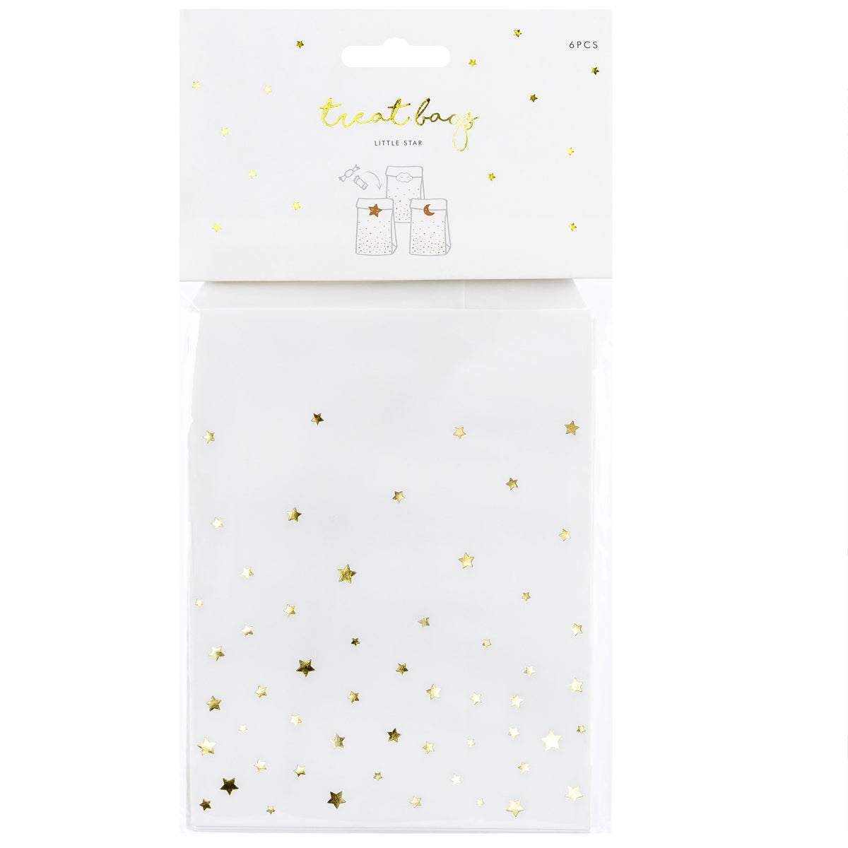 PartyDeco Treat Bags - Little Star 13x14cm pk/6