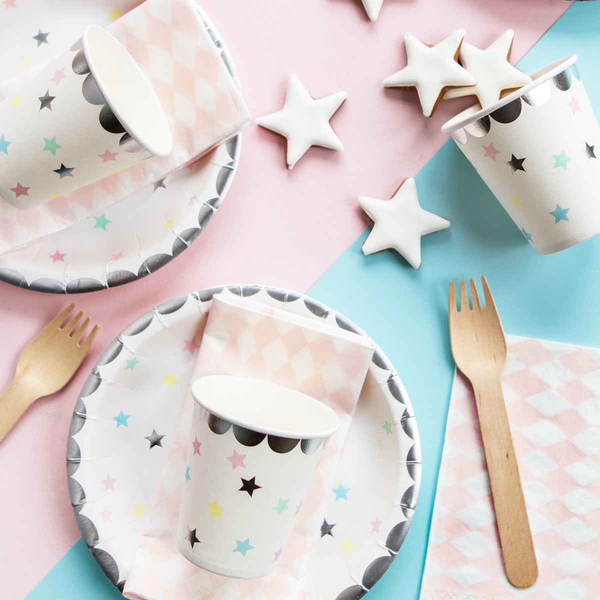 PartyDeco Plates Unicorn Stars 18cm pk/6