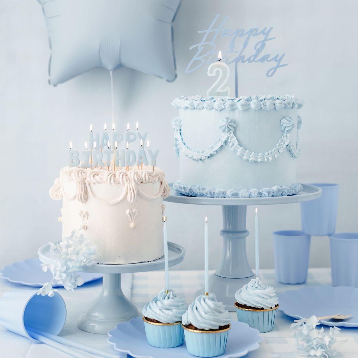 PartyDeco Candles Blue/Gold 12/pcs