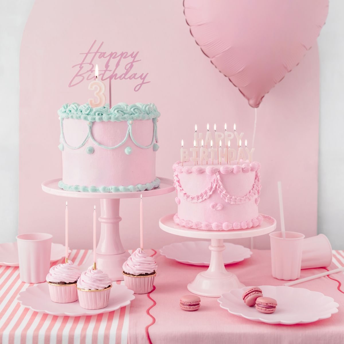 PartyDeco Candles Pink/Gold 12/pcs