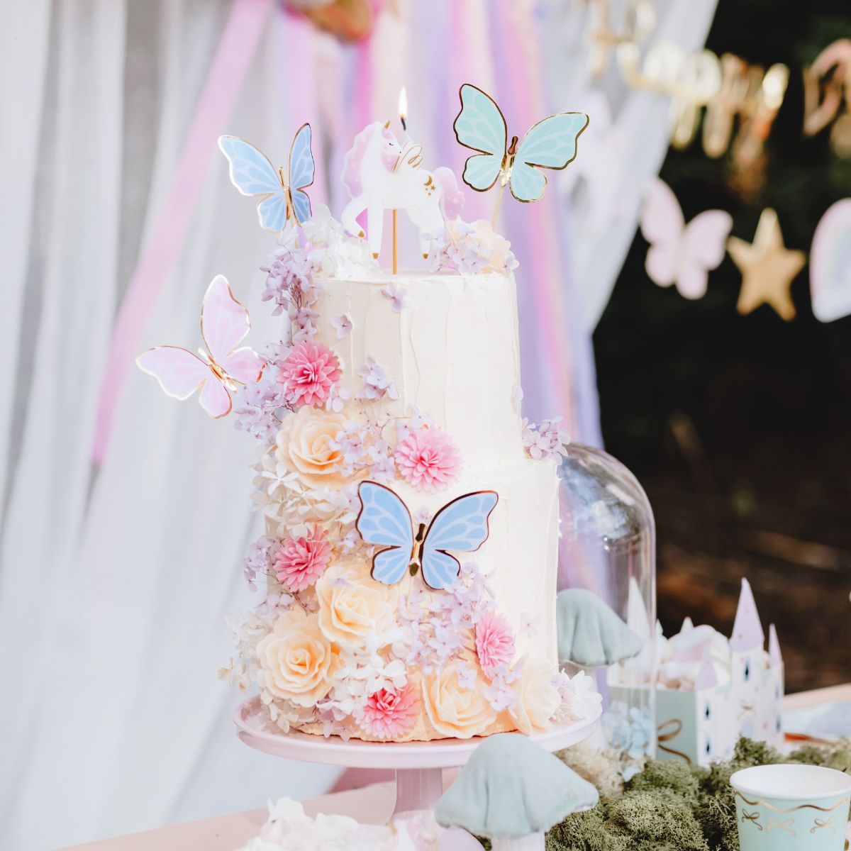 PartyDeco Cake Toppers Butterflies 9 x 6,5 cm