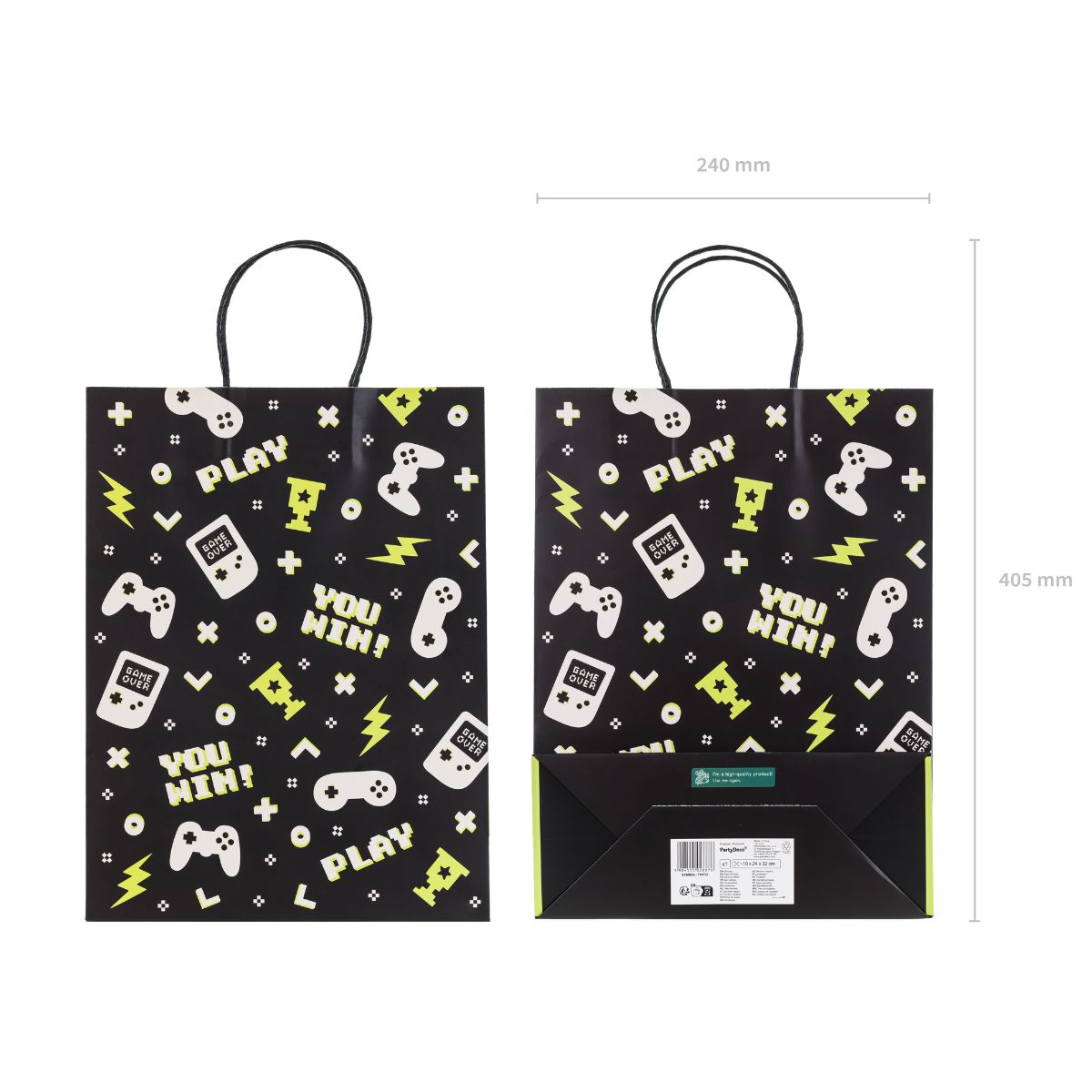 PartyDeco Gift Bag - Gamer - 10x24x32cm