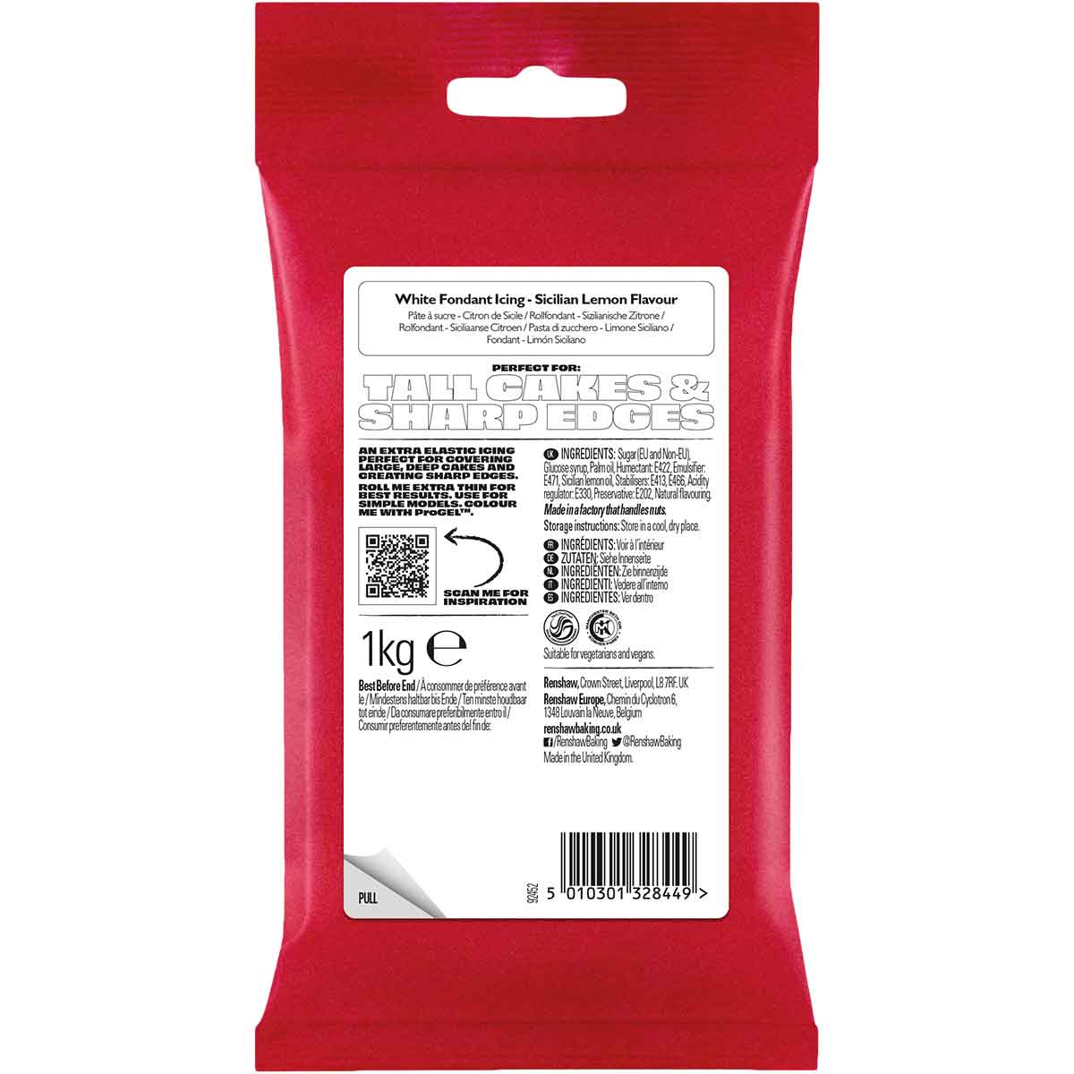 Renshaw Fondant Extra 1kg White with Sicilian Lemon flavour