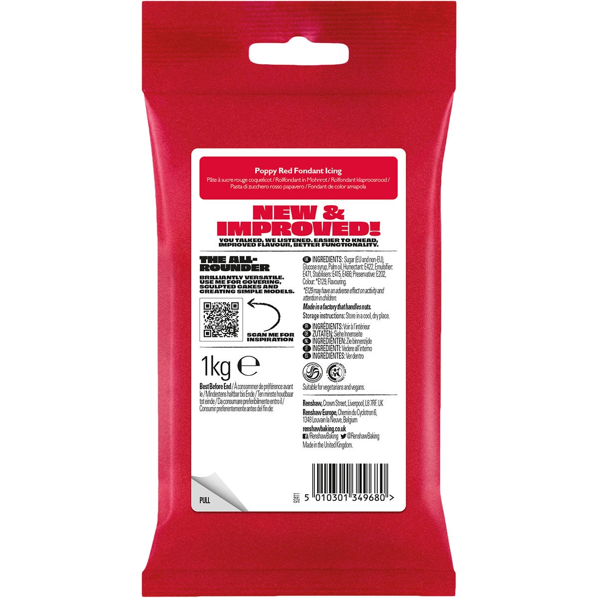 Renshaw Fondant Icing Poppy Red 1kg