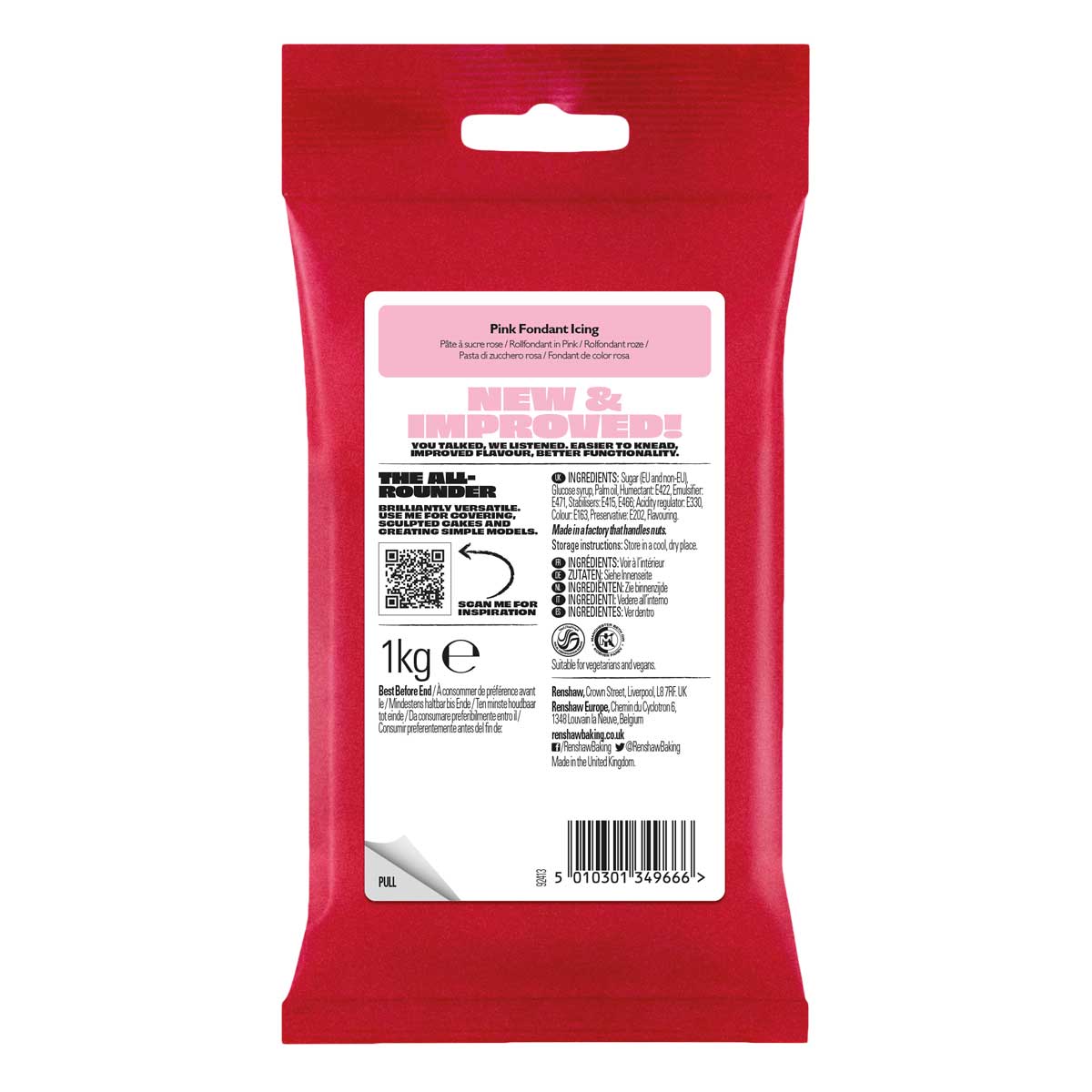 Renshaw Fondant Icing Pink 1kg