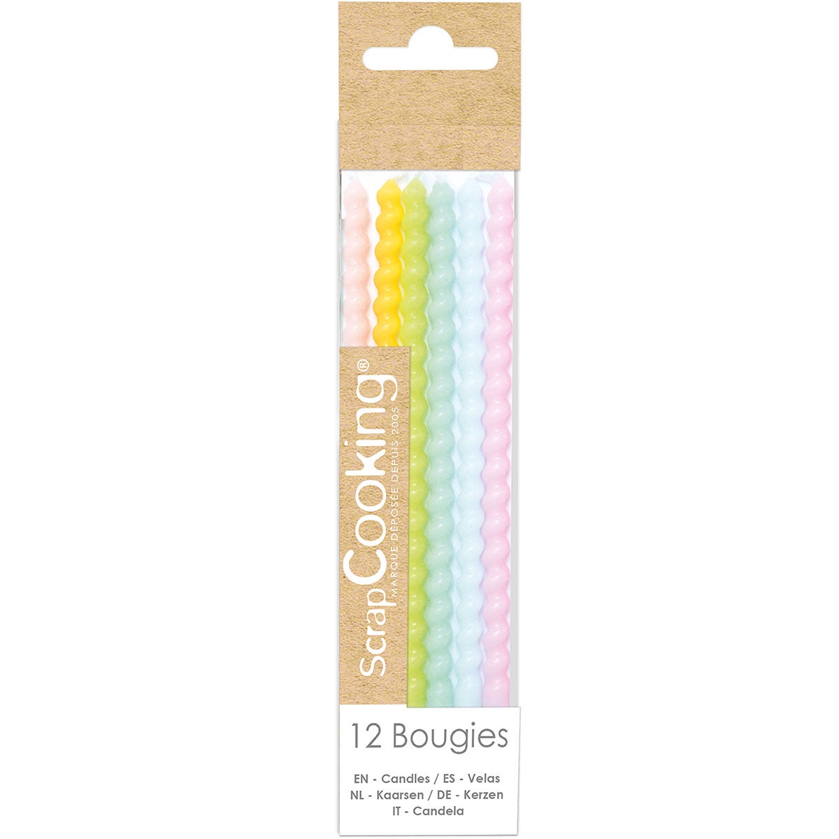 Scrapcooking Long Twisted Pastel Candles 12 cm pk/12