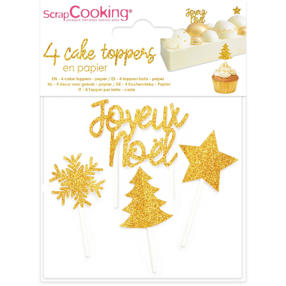ScrapCooking Gold Christmas Cake Toppers