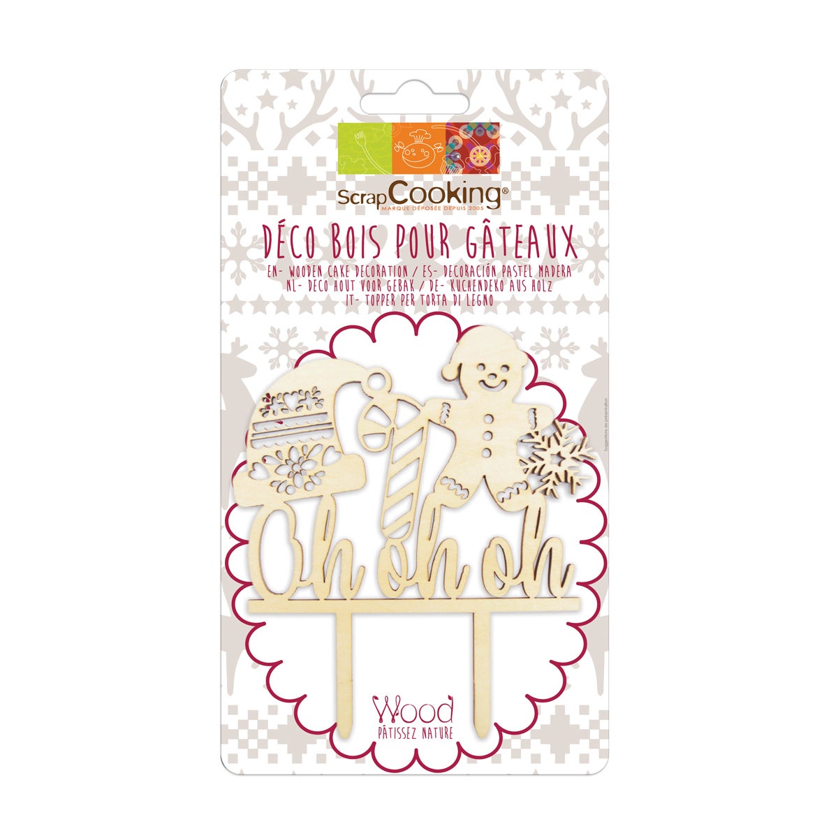 Scrapcooking Cake Topper Wood Oh Oh Oh