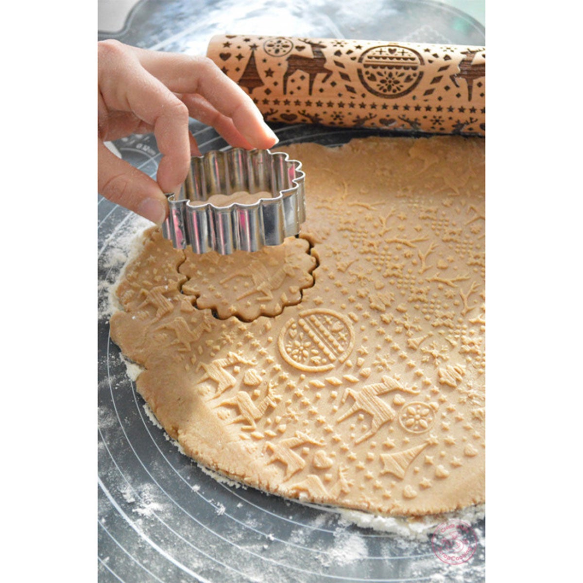 Scrapcooking Wooden Rolling Pin Xmas
