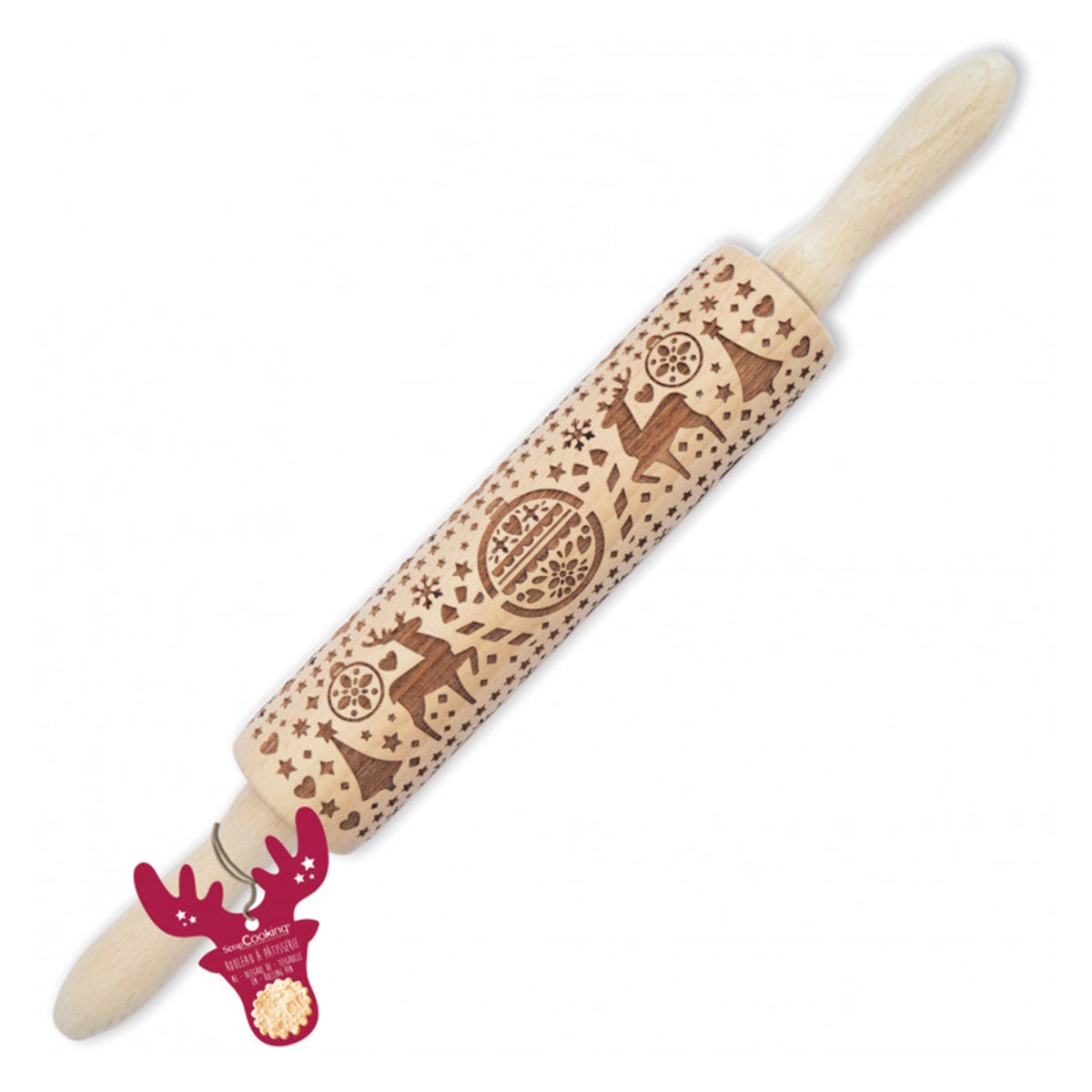 Scrapcooking Wooden Rolling Pin Xmas