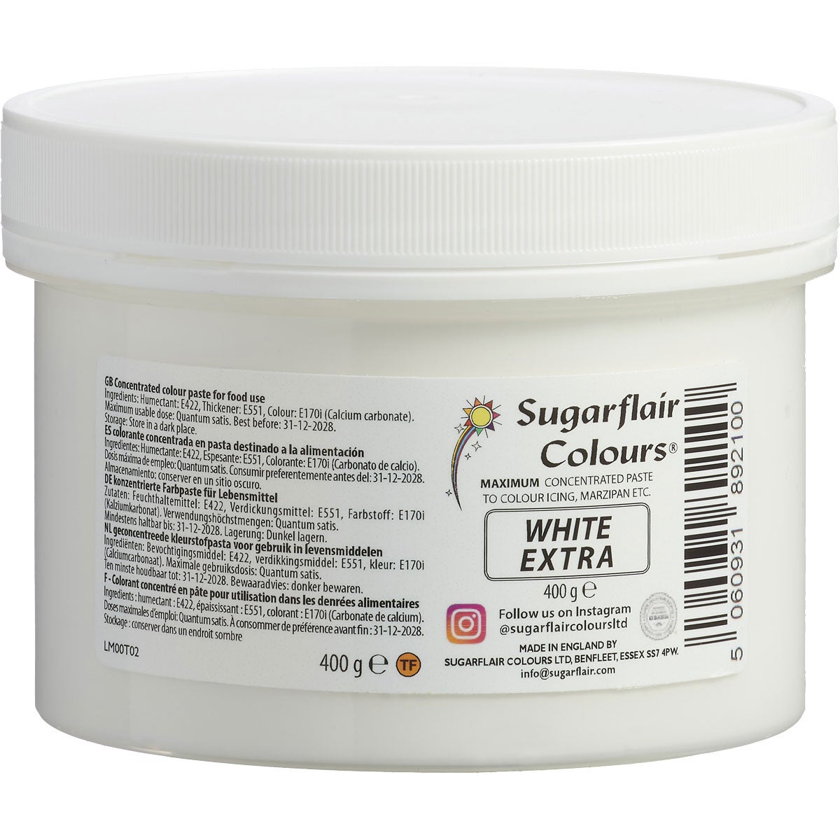 Sugarflair - Max Concentrate Paste Colour WHITE EXTRA 400 g