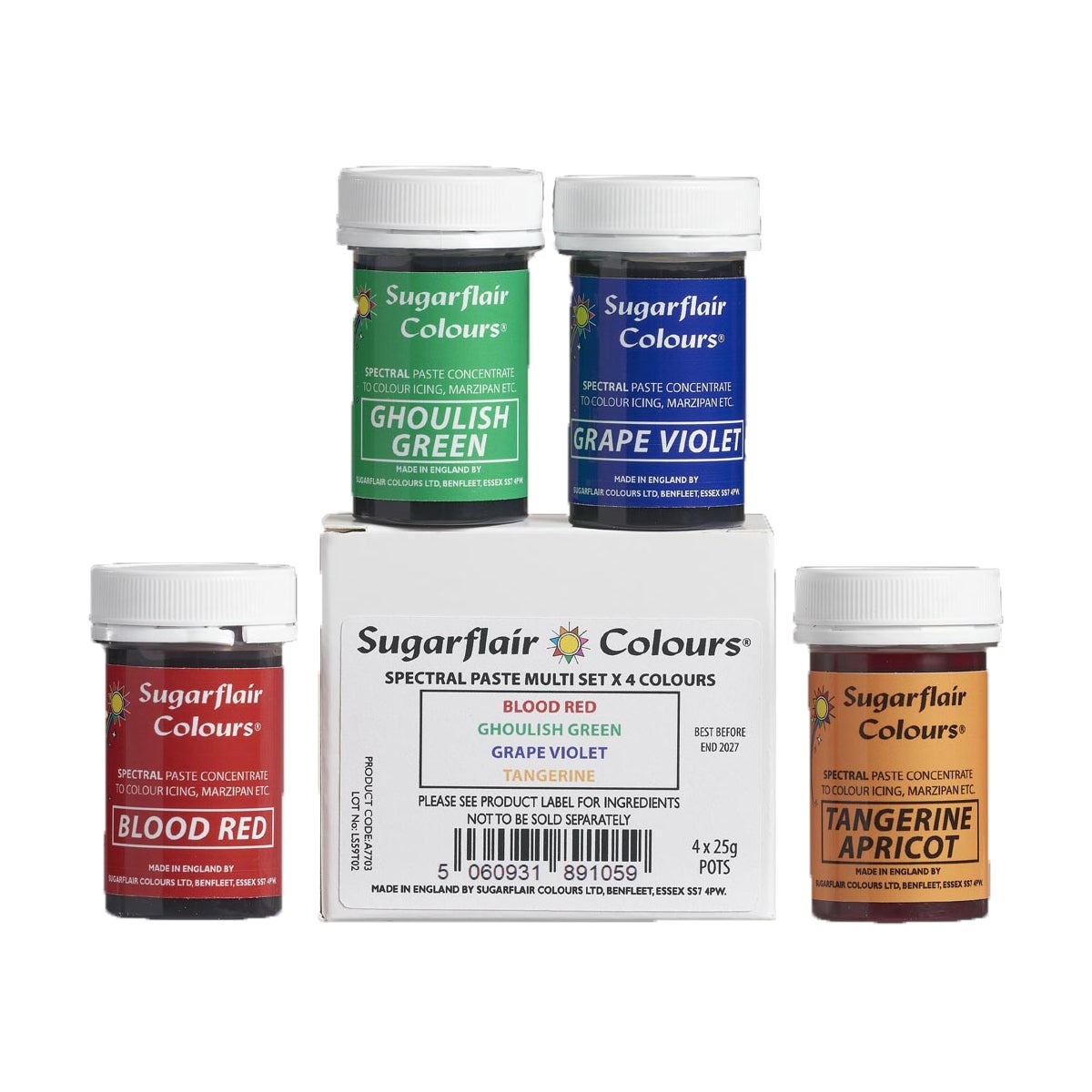Sugarflair Paste Colour Mixed Set/4