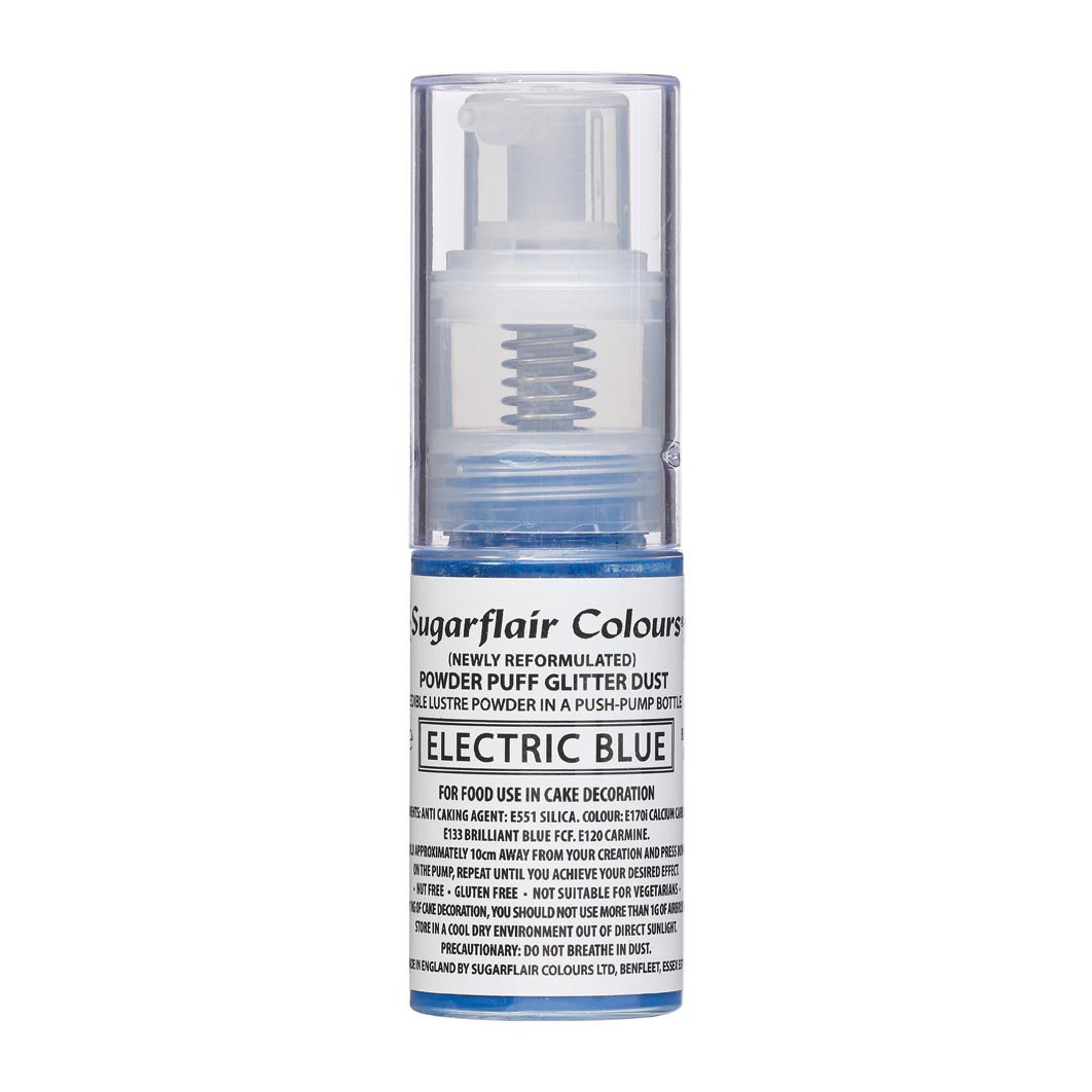 Sugarflair Pump Spray Powder Puff Glitter Dust-Electric Blue