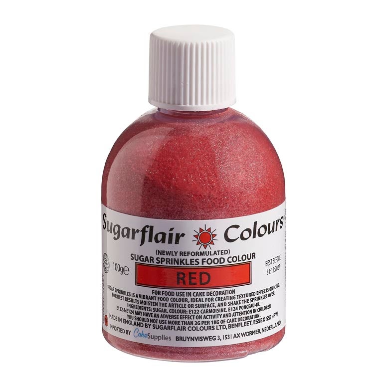 Sugarflair Sugar Sprinkles -Red- 100g