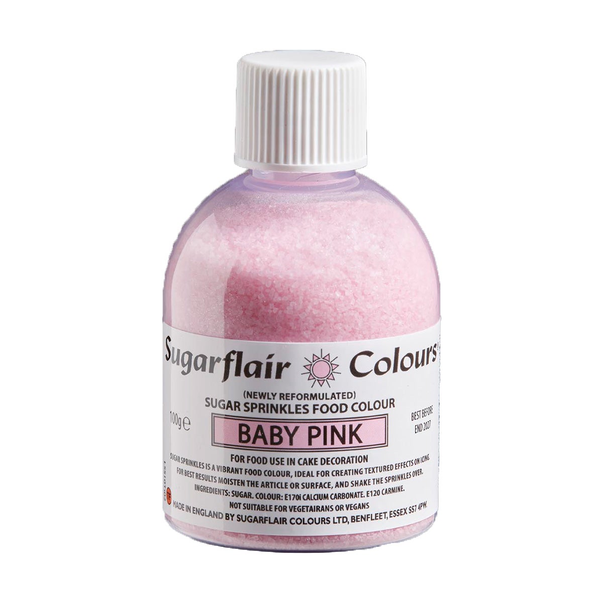 Sugarflair Sugar Sprinkles - Baby Pink - 100g