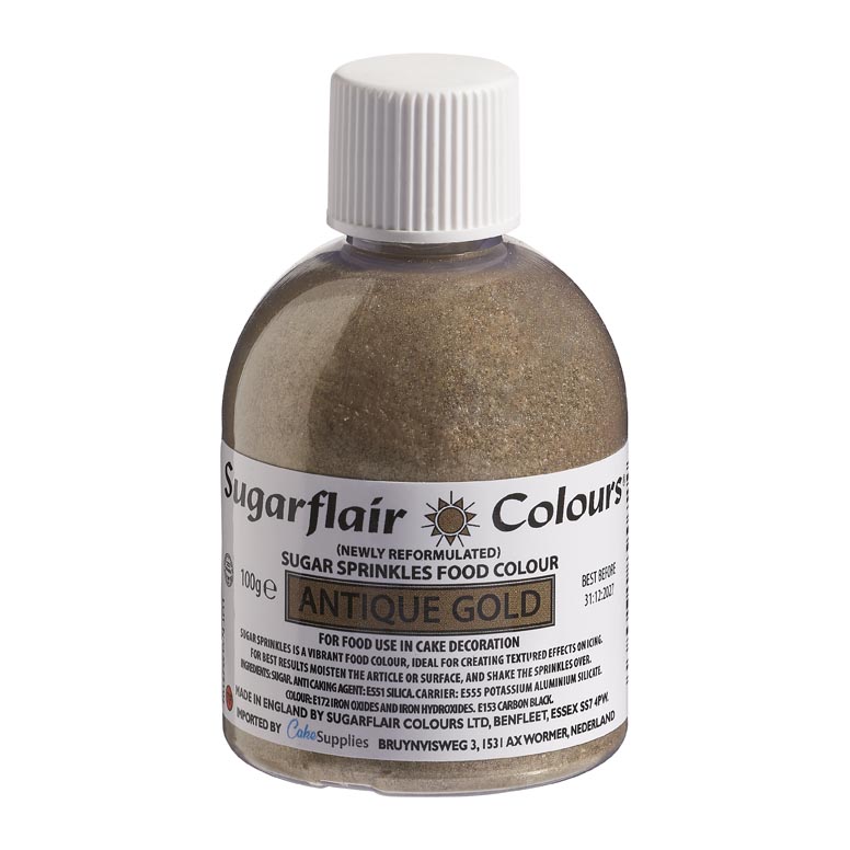 Sugarflair Sugar Sprinkles -Antique Gold- 100g