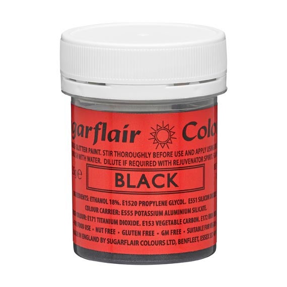 Sugarflair Edible Glitter Paint Black 35g