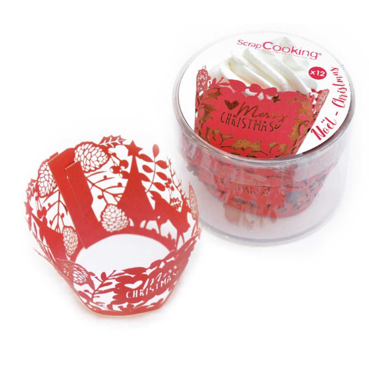 Scrapcooking Cupcake Wraps - Christmas pk/12
