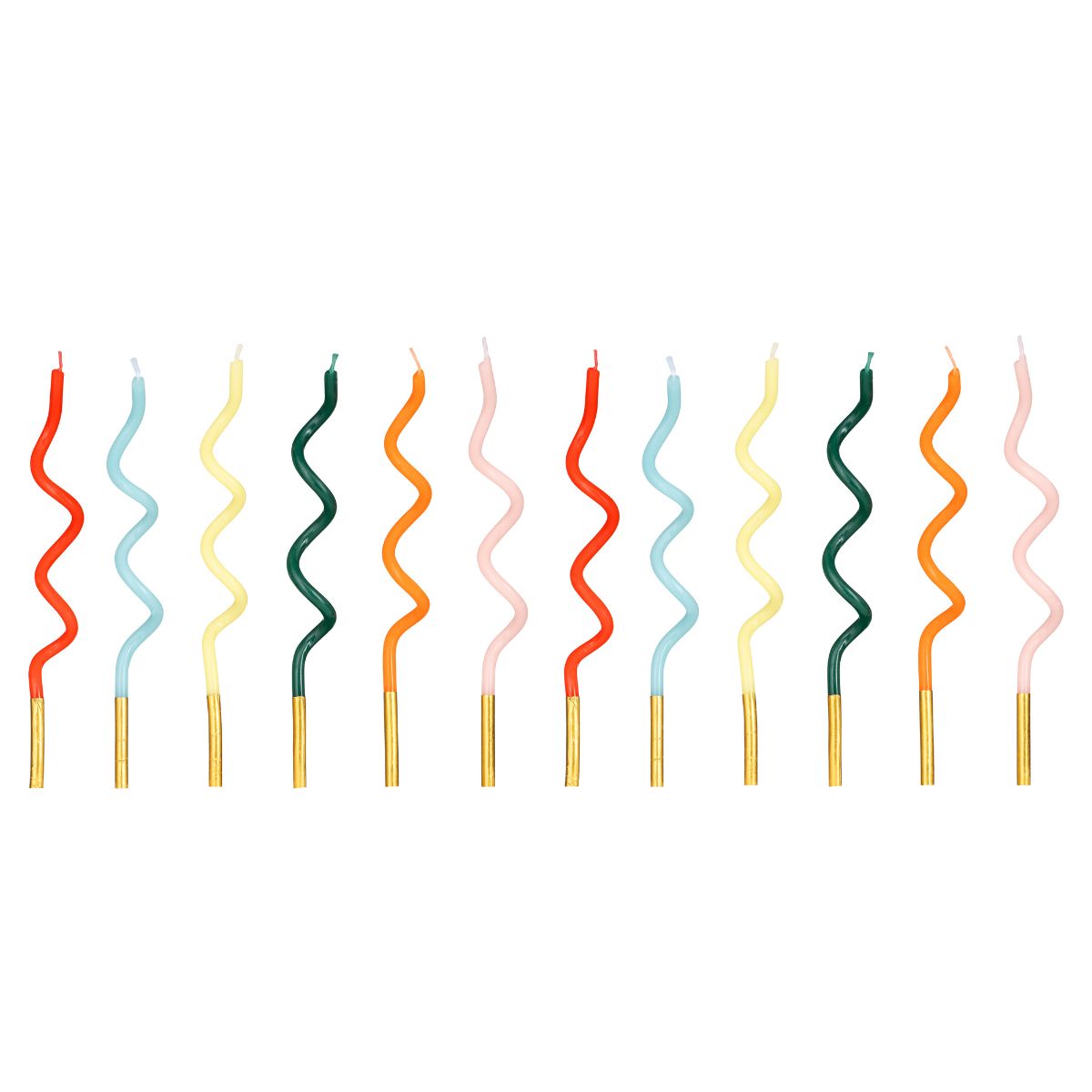 PartyDeco Candles Rainbow Curl 14 cm 12 pcs