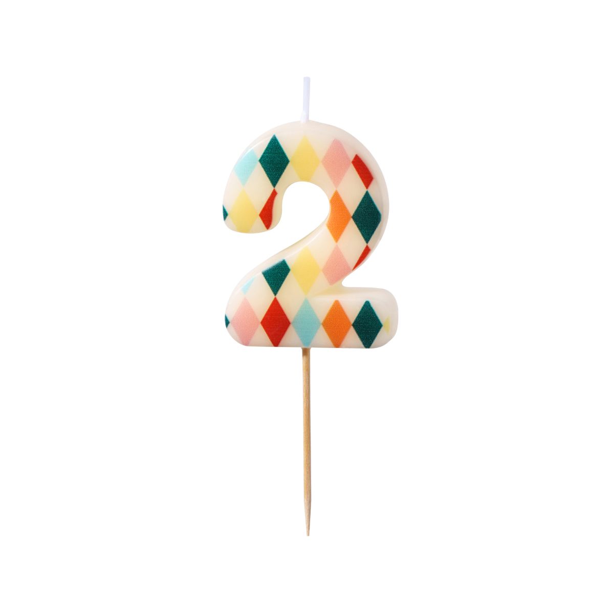 PartyDeco Number Candle 2 Rhombus 5,5 cm