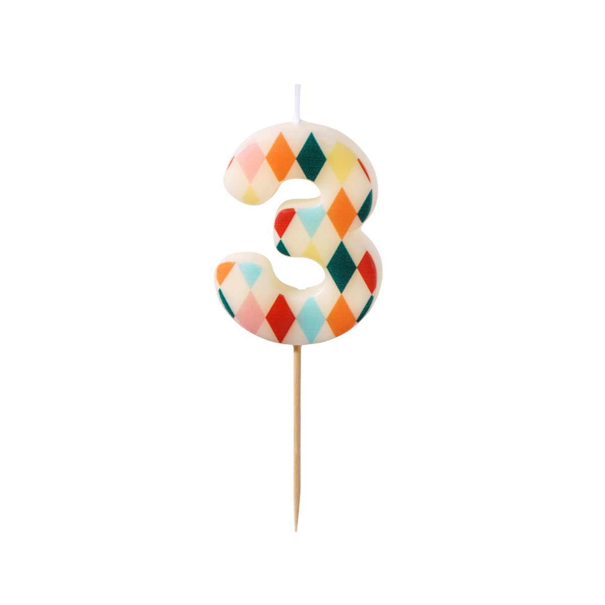 PartyDeco Number Candle 3 Rhombus 5,5 cm