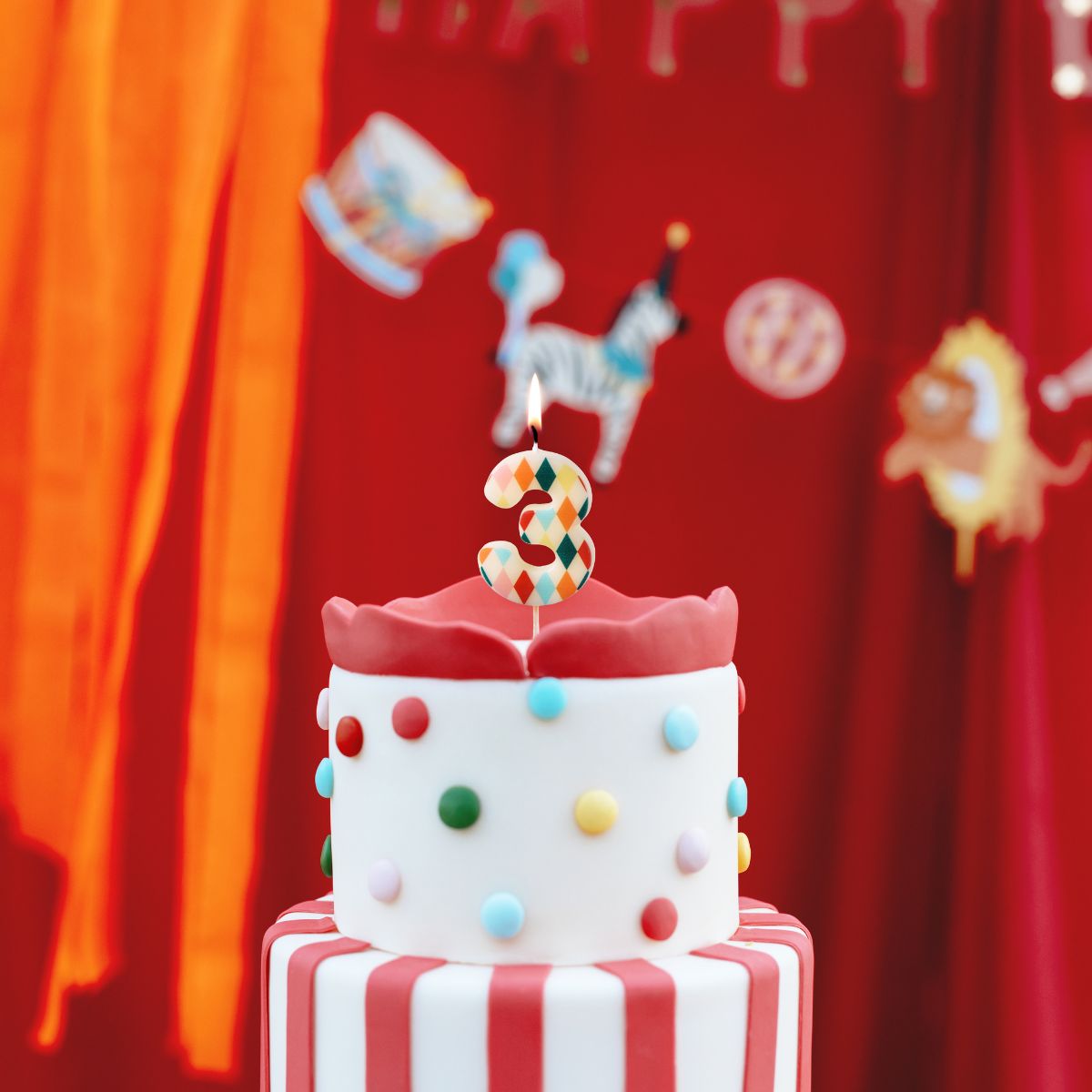 PartyDeco Number Candle 3 Rhombus 5,5 cm