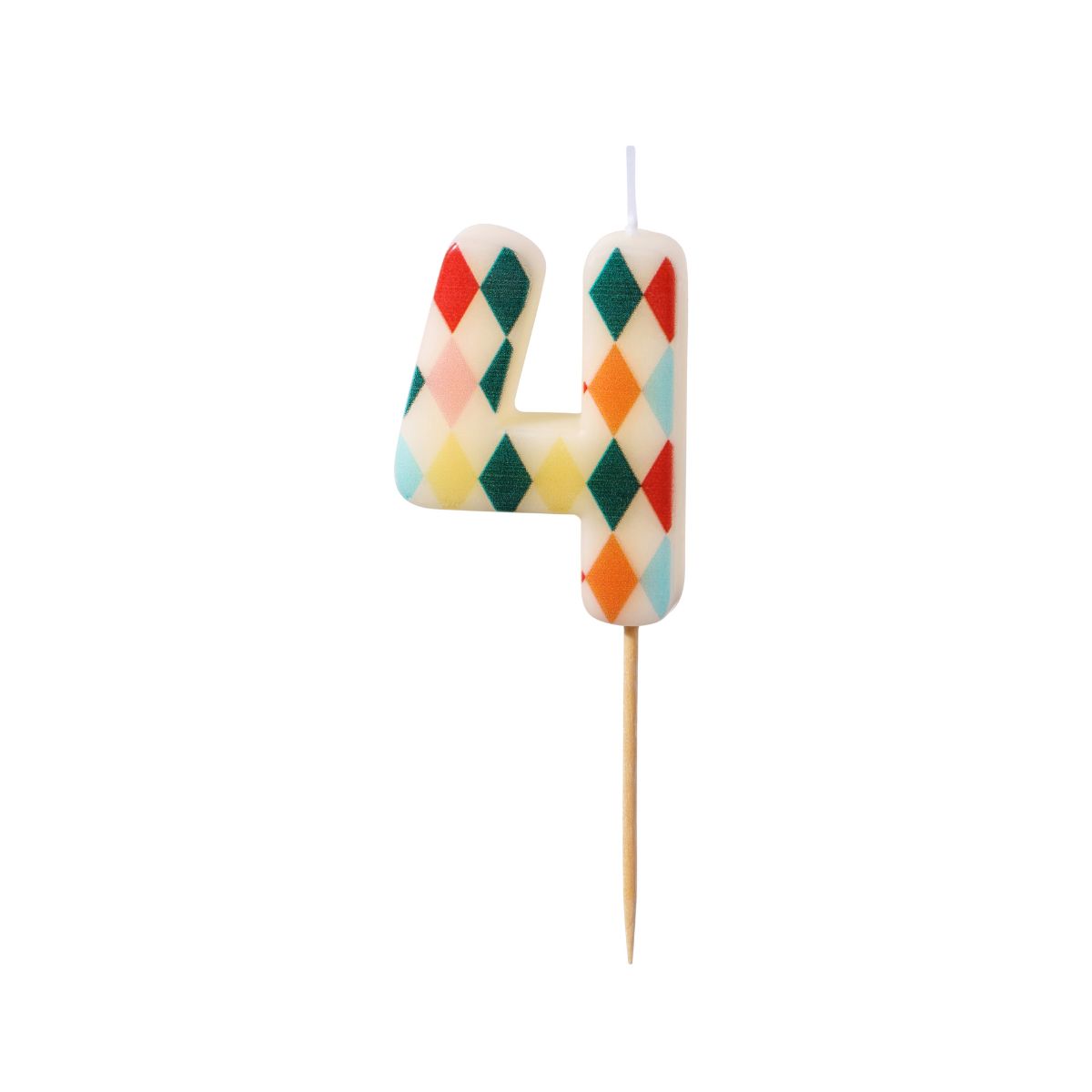 PartyDeco Number Candle 4 Rhombus 5,5 cm