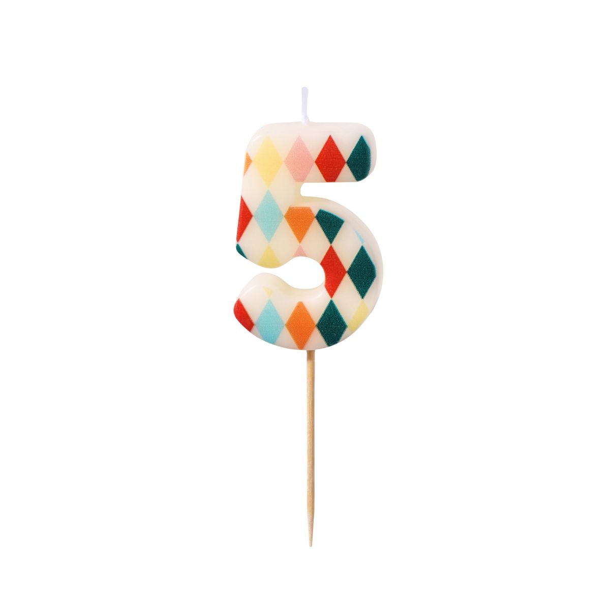 PartyDeco Number Candle 5 Rhombus 5,5 cm